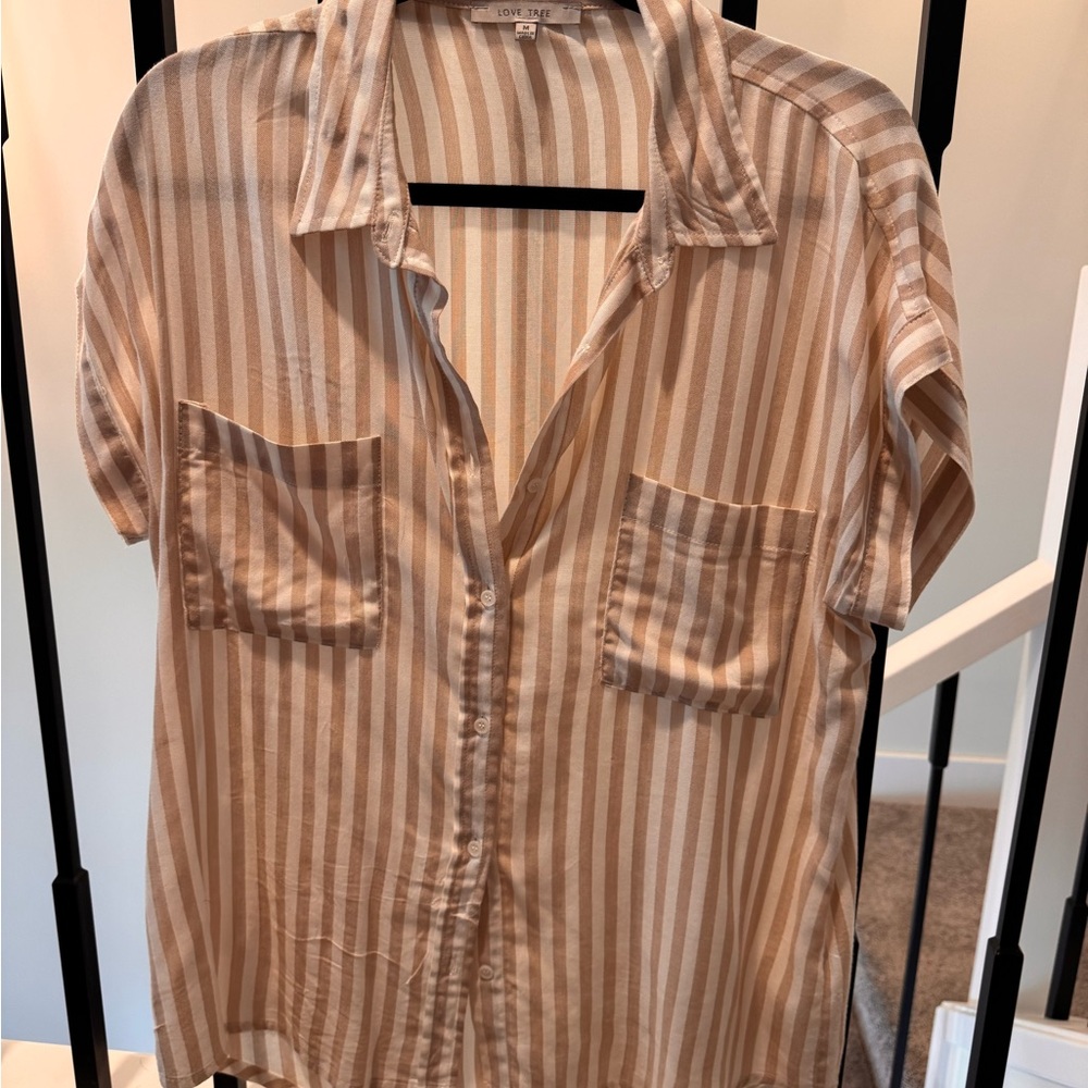 Striped Short Sleeve Button-Up Shirt